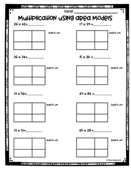 area model multiplication worksheets 3 nbt 2 and 4 nbt 5 by monica abarca