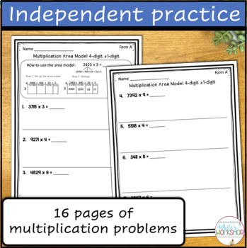 area model multiplication worksheets by white s workshop tpt