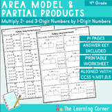 Area Model and Partial Product Multiplication Worksheet (2-, 3-digit by 1-digit)