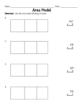 area model for multiplication 3 digit x 1 digit by the fourth dimension