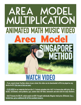 Preview of Area Model Multiplication | FREE Poster, Worksheet, & Fun Video | 4th-5th Grade