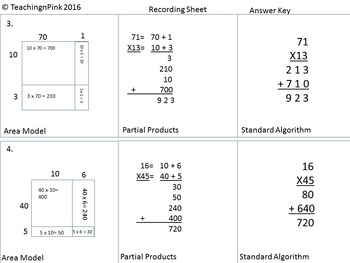 math sheet grade 5 Area Step Multiplication: Model Problems Single 2x2 Word