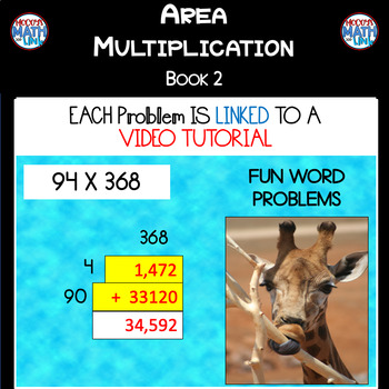 Preview of Area Multiplication - Book 2 (ie: 94 x 368) (Distance Learning)