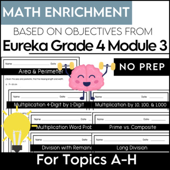 Preview of Area Multiplication Division Math Enrichment Packet Eureka Grade 4 Module 3