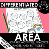 Area Worksheets - No Prep Printables with Exit Tickets - P
