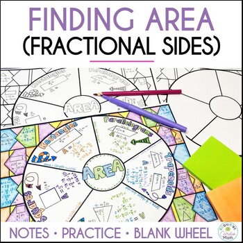 Preview of Area Guided Notes Doodle Math Wheel - Fractional Sides
