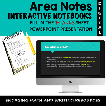 Preview of Area Notes for Interactive Notebook (PowerPoint & Fill-in-the-Blanks Sheet)