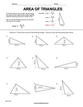 area of triangles worksheets by maisonet math middle