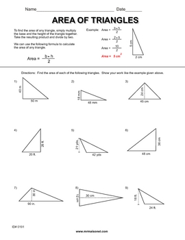 Area Of Triangles Worksheets by Maisonet Math - Middle School Resources