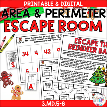 Preview of Area & Perimeter 3.MD.5-8 CHRISTMAS ESCAPE ROOM | Digital & Printable