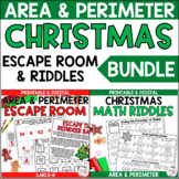 Area & Perimeter 3.MD.5-8 Christmas Escape Room Worksheet BUNDLE