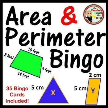 Preview of Area & Perimeter Bingo Game w/ 35 Cards I Area & Perimeter Math Game