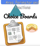 Area, Perimeter Choice Boards and Task Cards (tools included)