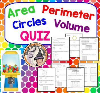 Preview of Area Perimeter Circles Volume QUIZ Fully Editable Homework Test Worksheet