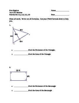 Preview of Area, Perimeter, Circumference, Volume Quiz