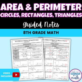 Preview of Area, Perimeter & Circumference of Rectangles, Triangles, & Circles Guided Notes