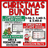 Area, Perimeter, & Division Facts CHRISTMAS ESCAPE ROOM BUNDLE