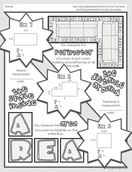 Area & Perimeter Doodle Notes by Math Giraffe | Teachers Pay Teachers