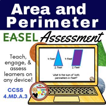 Preview of Area & Perimeter Easel Assessment - Measurement Area Perimeter Digital Activity
