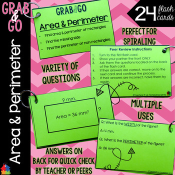 Preview of Area & Perimeter Grab & Go Flash Cards