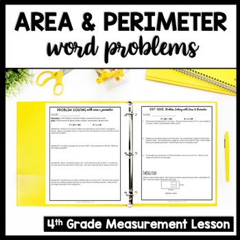 Preview of Perimeter & Area Word Problems Practice, Area & Perimeter Worksheets 4th Grade