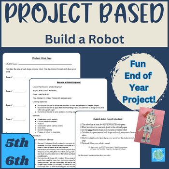 Preview of Geometry Project Design a Robot | Math | PBL | End of Year | 5th 6th grades