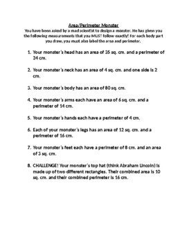 Preview of Area/Perimeter Monster