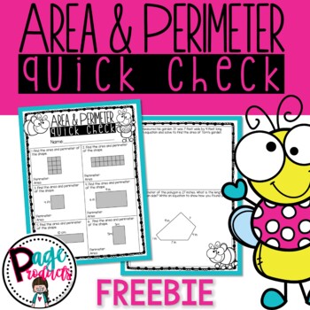 Preview of Area & Perimeter Quick Check Freebie