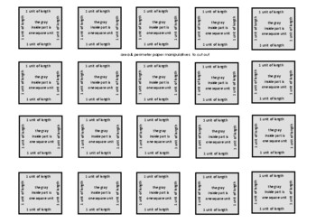 Area & Perimeter Squares - paper manipulatives by Clarissa R | TpT