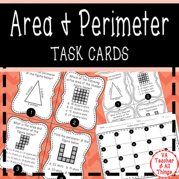 Preview of Area & Perimeter Task Cards SOL 3.8