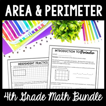 Preview of Area & Perimeter of Rectangles Word Problems Worksheets 4th Grade Practice