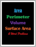 Area, Perimeter, & Volume (23-page PACKET)