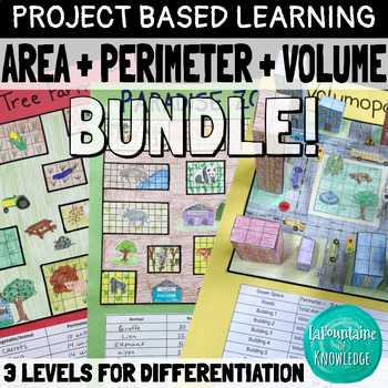 Preview of Area Perimeter Volume Math Project Based Learning Activity BUNDLE