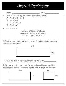 teaching perimeter and area worksheets