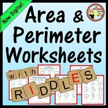 Preview of Area & Perimeter Worksheets w/ Riddles Print or Digital Measurement Activity