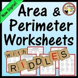 Area & Perimeter Worksheets w/ Riddles Print or Digital Me