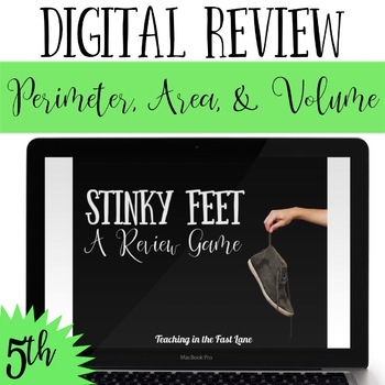 Preview of Area, Perimeter, and Volume Game - Stinky Feet Math Review Game - 5th Grade Math