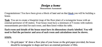 Preview of Area, Perimeter and Volume House Project PDF