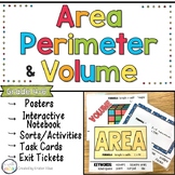 Area, Perimeter and Volume Posters, Activities, Task Cards