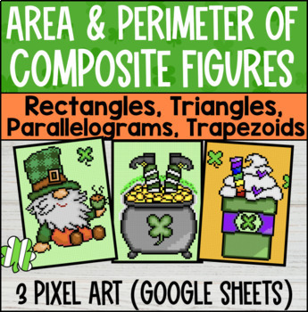 Preview of Area & Perimeter of Composite Figures Digital Pixel Art | Spring Google Sheets