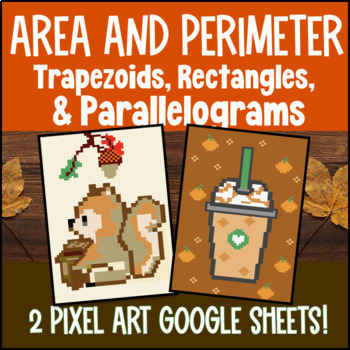 Preview of Area & Perimeter of Composite Figures Pixel Art | Google Sheets | Trapezoids etc