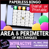 Area & Perimeter of Rectangles Digital Bingo Game - Distan