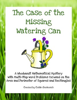 Preview of Area & Perimeter of Rectangles & Squares Problem Solving- Whodunnit Math Mystery