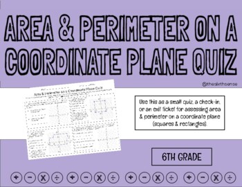 Preview of Area & Perimeter on a Coordinate Plane Quiz