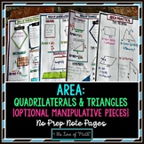 Area: Quadrilaterals and Triangles No Prep Note Pages