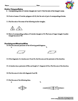 Area Review Worksheet by Family 2 Family Learning Resources TpT