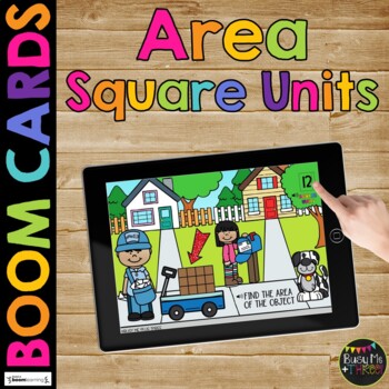 Preview of Area BOOM CARDS™ Square Units Measurement Digital Learning Game 2nd Grade