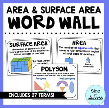 Preview of Area & Surface Area Word Wall - 6th Grade