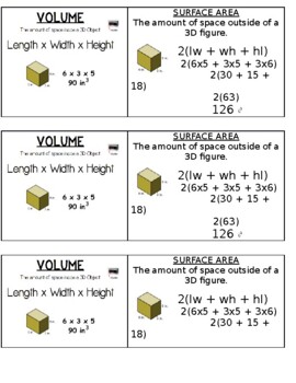 volume formula sheet grade 6