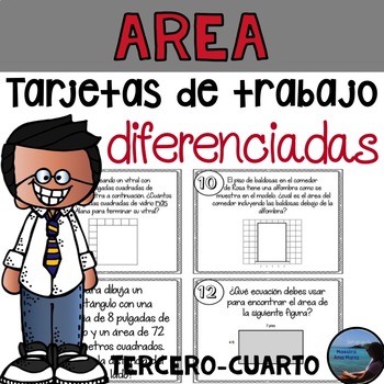 Preview of Area Task Cards in Spanish - Matemáticas de tercero - Third Grade Math Spanish